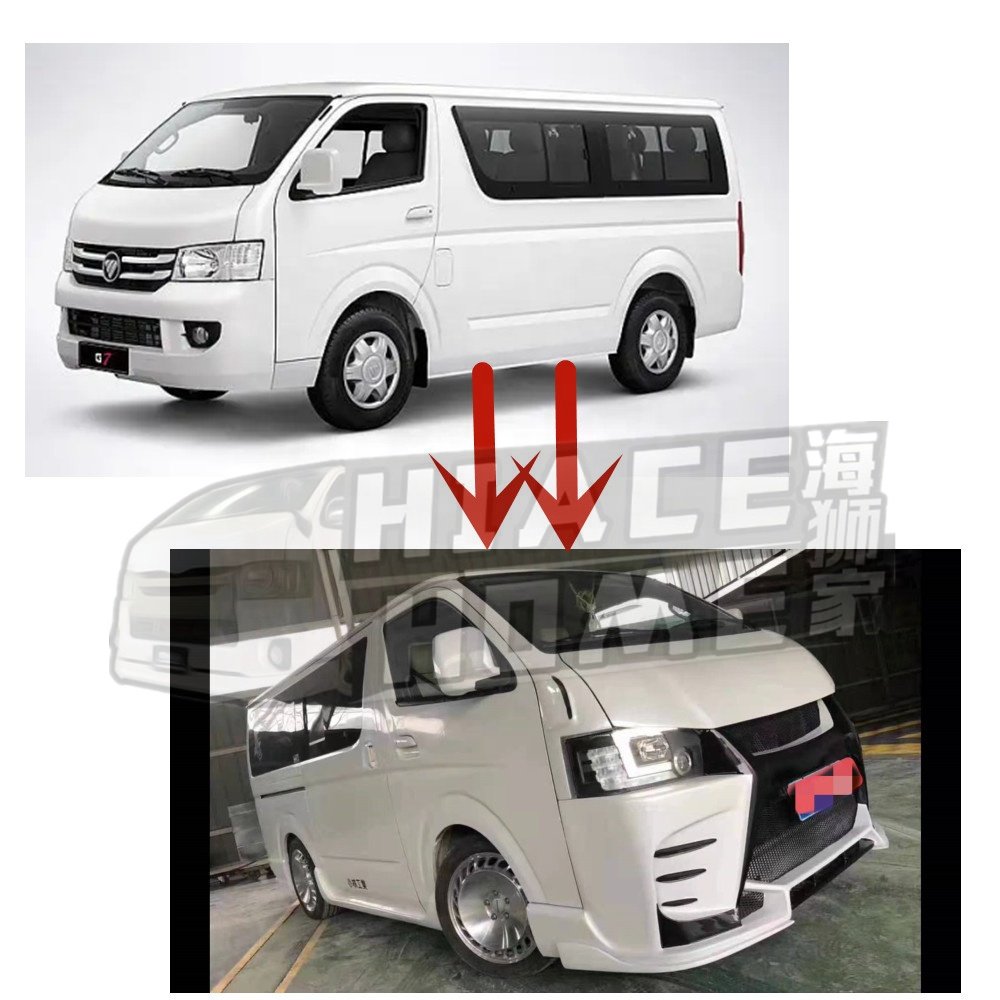 HIACE HOME Use for FOTON VIEW G7 G9 Change Hiace200 Essex Style Front Lip Rear Bumper Side Skirt Wheel Eyebrow Body Kit